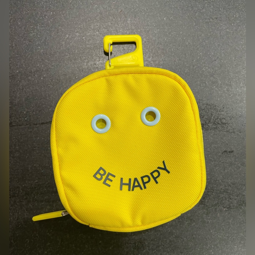 Yellow smiley belt clip Lululemon bag